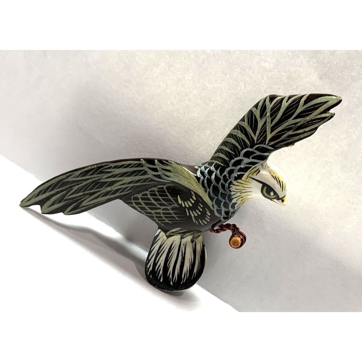 Takahashi Hawk Bird Pin Brooch Carved Japanese 3